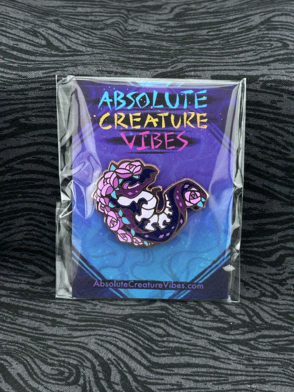 'Flower Worm: Black' Enamel Pin 1.75in