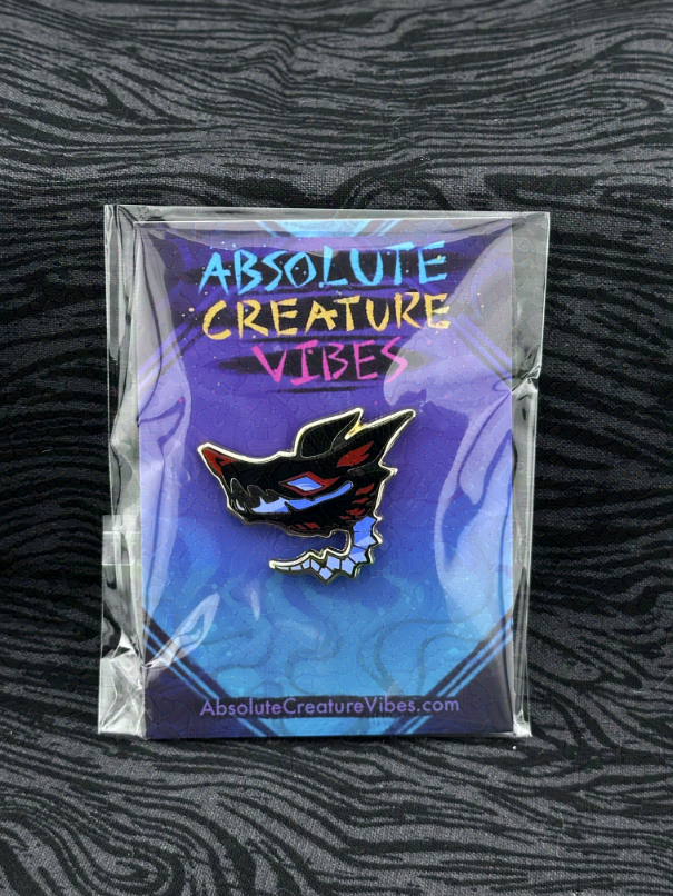 'Wolf Head Black' Enamel Pin 1.4in