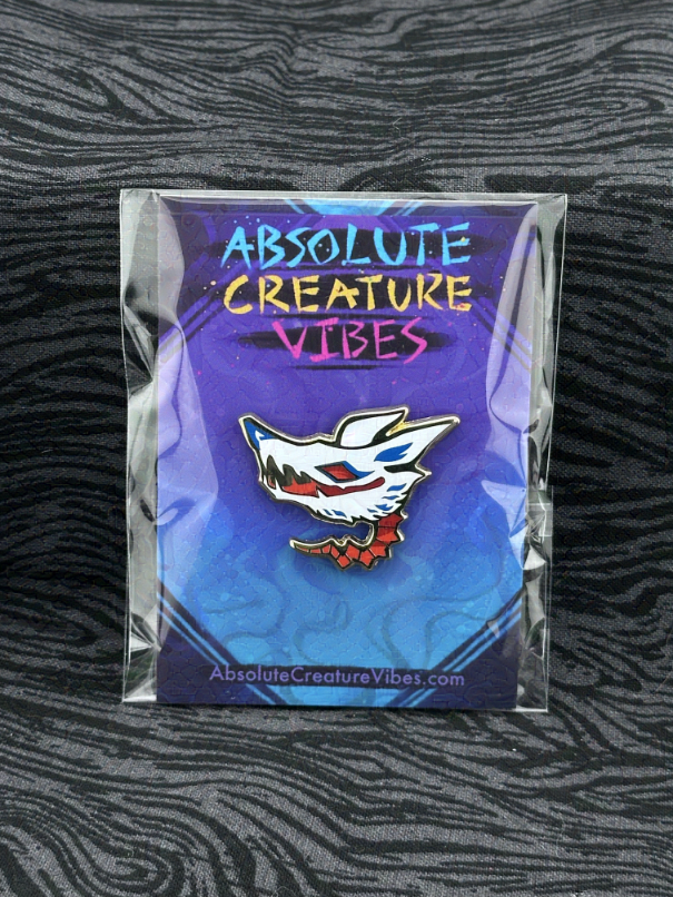 'Wolf Head White' Enamel Pin 1.4in