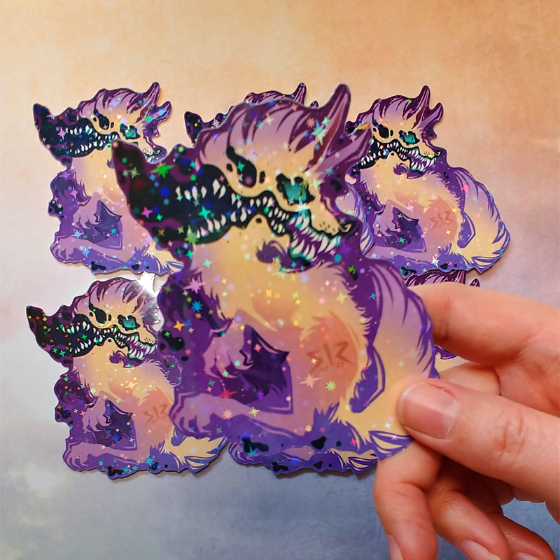 'Wrath Wolf' (Pale Variant) Star Holo Sticker 4"