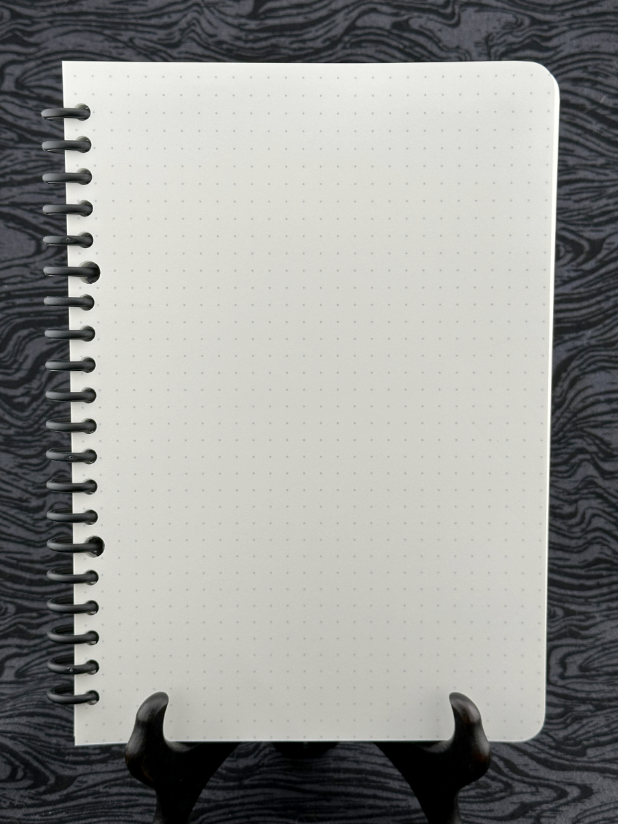 Inside page showing white dot paper