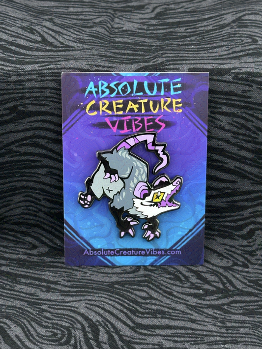 'Opossum: Gray' Enamel Pin 2in