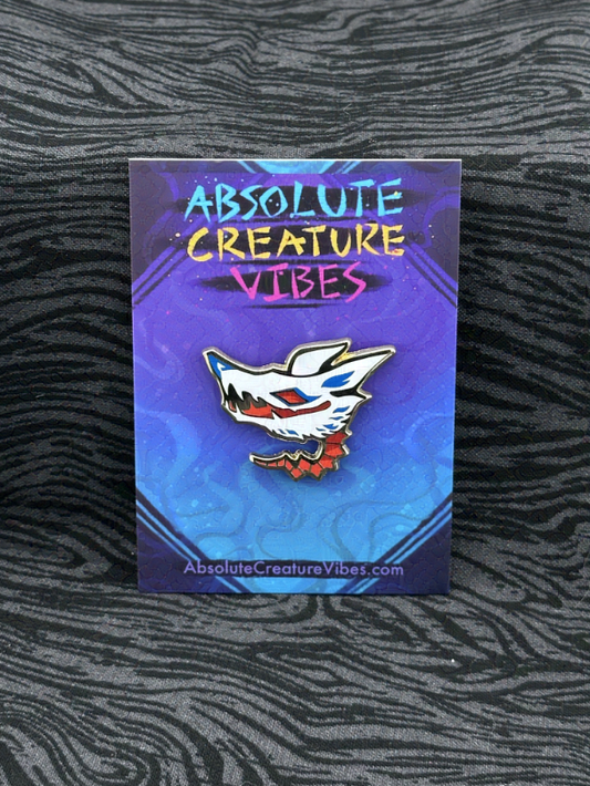 'Wolf Head White' Enamel Pin 1.4in